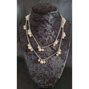 Ann Taylor LOFT Layered Pearl & Crystal Necklace